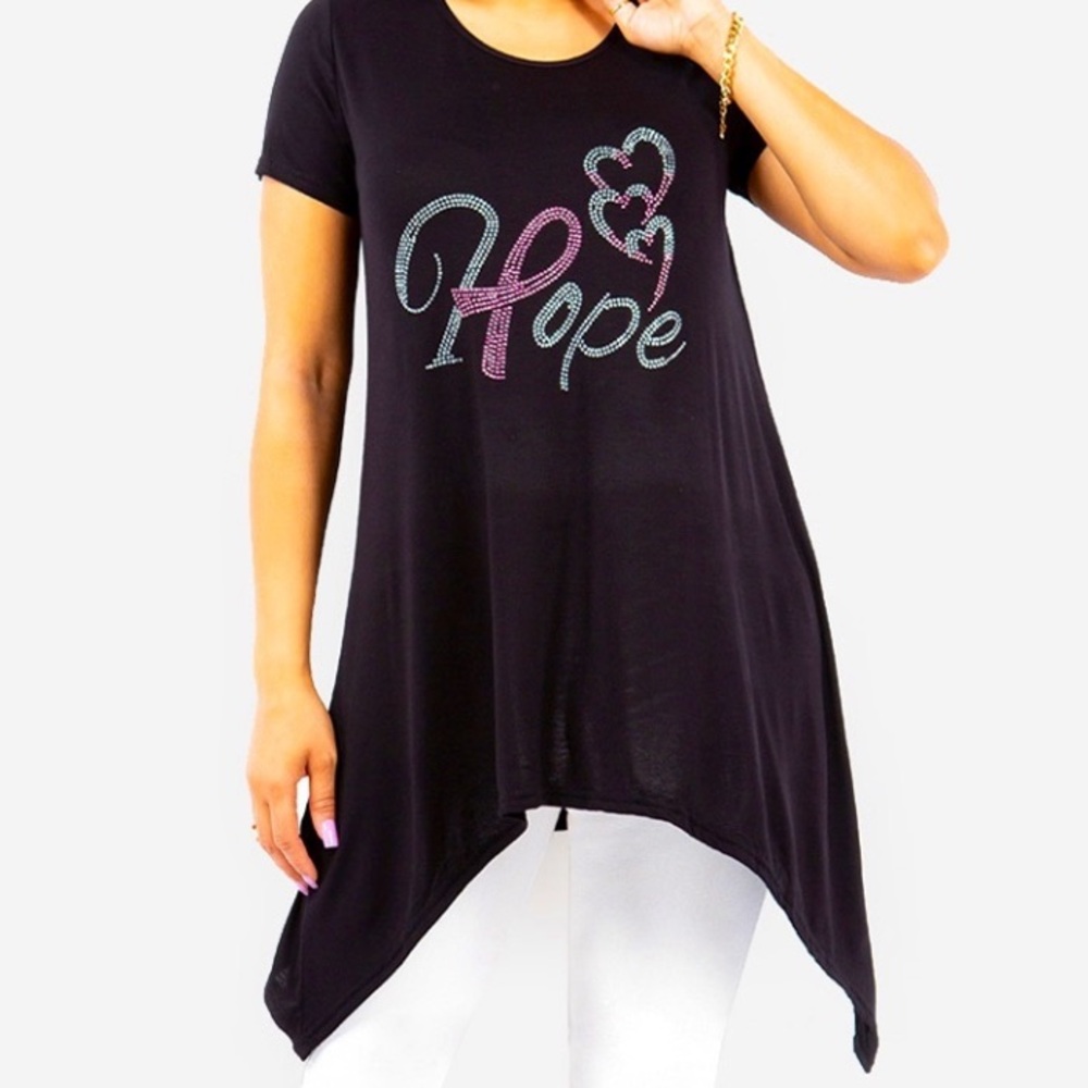 Black High Low Rhinestone Women’s Top